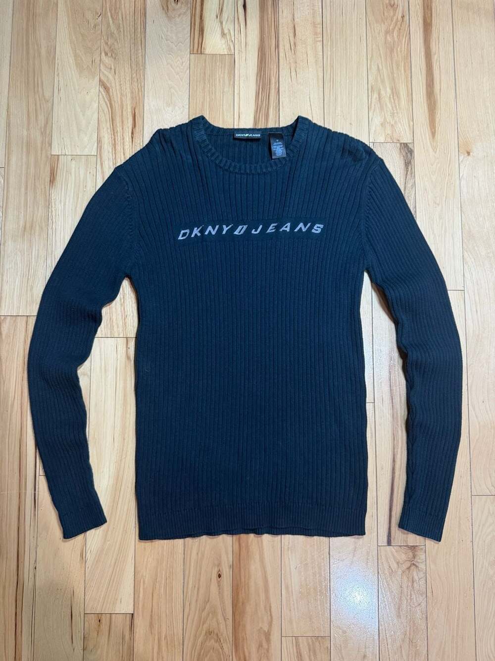 Black DKNY Jeans Ribbed Knit Long Sleeve Sweater